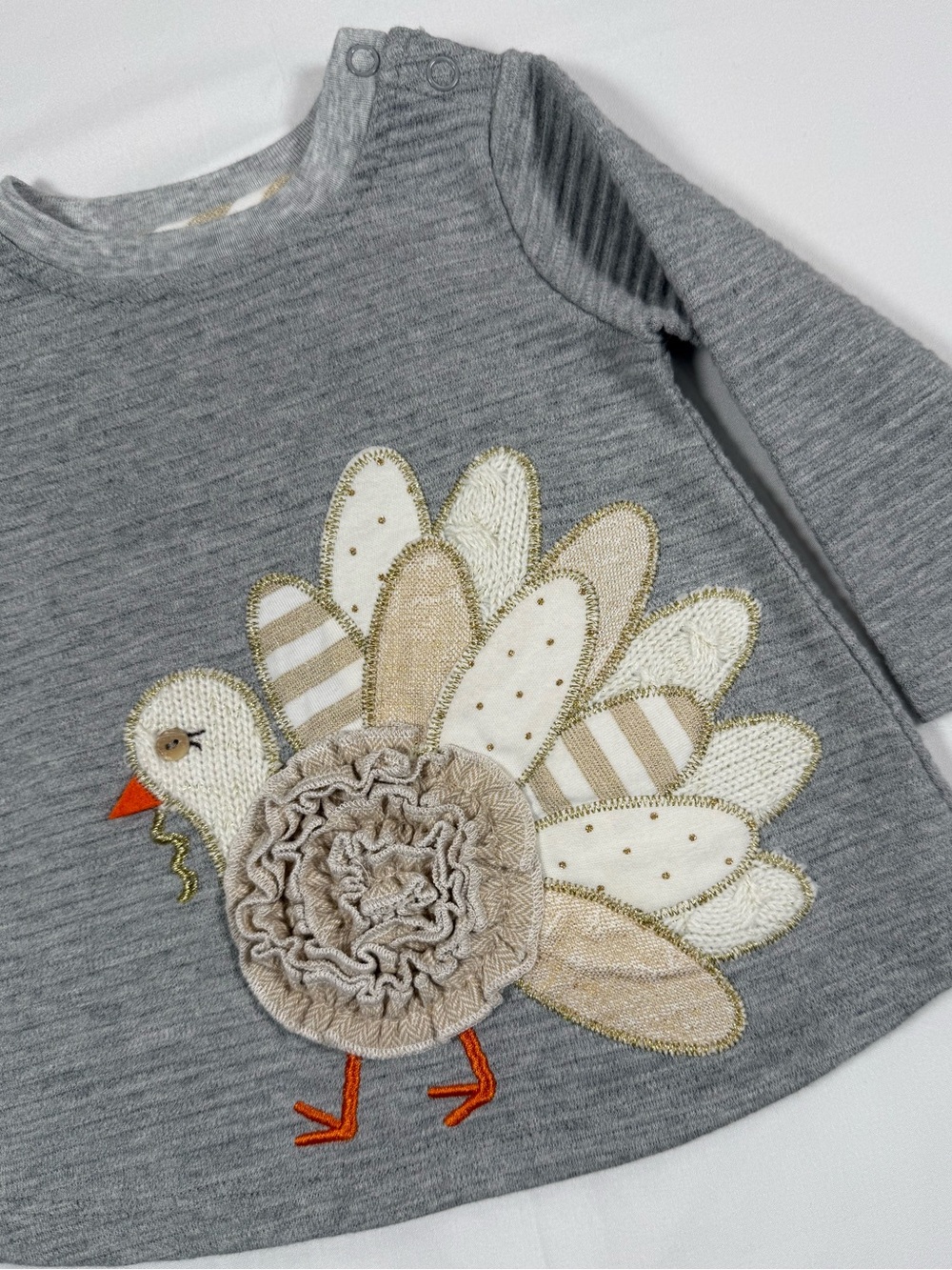 MUD PIE Girls Turkey Applique Tunic Top 0-6M Thanksgiving Boutique Preppy‎ Boho